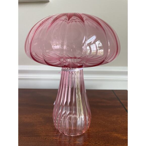Cupcakes and Cashmere Pink Glass Mushroom Decor 9” - Picture 1 of 4